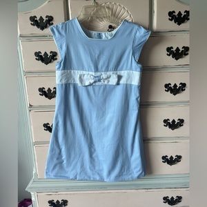 Girls size 8 Chabre dress blue and white Easter church bow